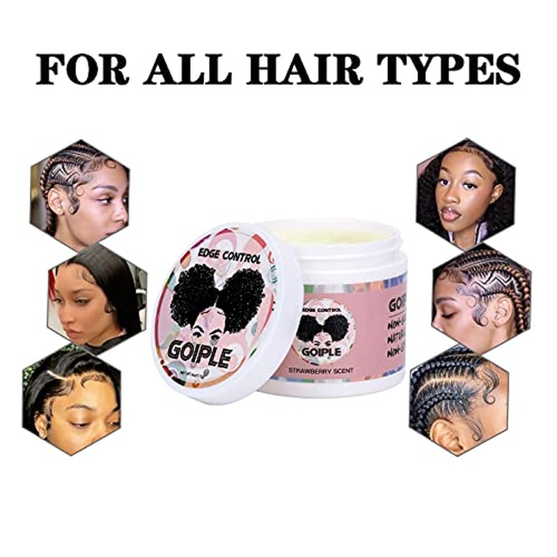 Edge Control Wax for Women Strong Hold Non-greasy, Edge Wax Styling Gel for Black Women Hair No Flaking, White Residue, Shine and Smooth Strawberry Scent 4oz