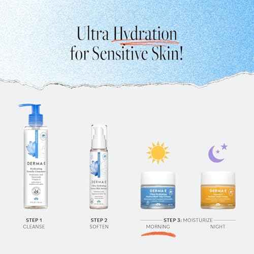 Derma E Ultra Hydrating Antioxidant Day Cream – Face Moisturizer with Hyaluronic Acid, Squalane, and Ceramides to Smooth and Nourish, Hydrating Face Moisturizer for Sensitive Skin, 2 Fl Oz