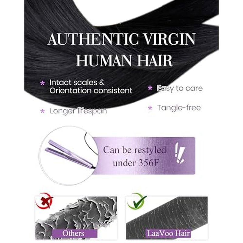 LaaVoo I Tip Hair Extensions Human Hair Jet Black Itips Hair Extensions Human Hair 28in Long Straight I Tips Hair Extensions Real Human Hair Pre Bonded Cold Fusion 50g 50s/pack