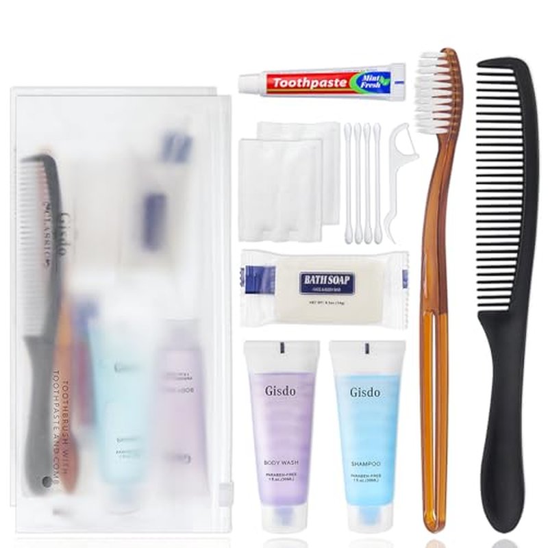 50-Pack Toiletry Kits - Personal Hygiene & Travel Kit for Men, Women & Charity - Disposable, Bulk Homeless Care Package Supplies