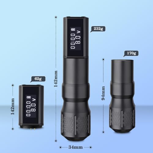 Tattoo Gun Kit Wireless Tattoo Machine Kit, Complete Tattoo Kit with Tattoo Pen Mixed Tattoo Cartridge Needles Tattoo Ink, 1800mAh Battery Power Supply and Customized High-Performance Motor(3.5mm Cam)