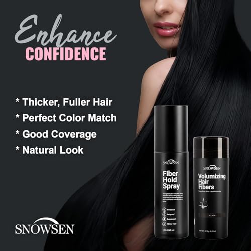 Hair Building Fibers for Thinning Hair, Black, 27.5g, Professional 5-in-1 Hair & Beard Styling Set with Applicator Pump, Hair Fibers Barber Enhancement Spray for Men & Women