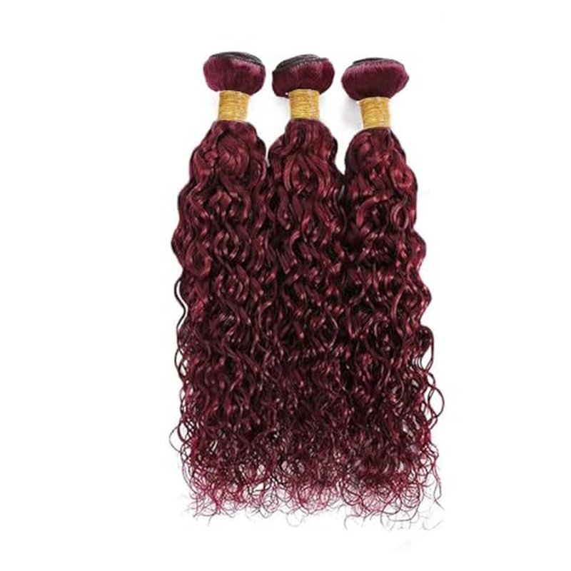 Burgundy 99J Water Wave Human Hair Bundles 26 28 30 inch Wine Red Human Hair Bundles Burgundy 100% Unprocessed Raw Quick Weave Hair for Black Women