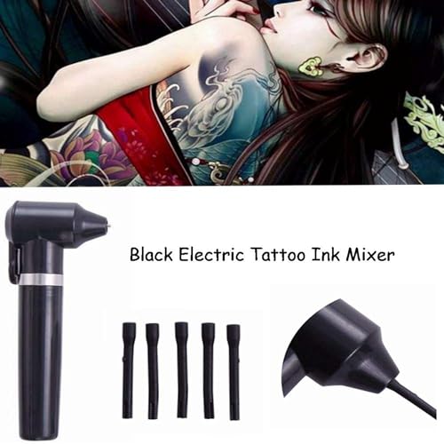 Tattoo Ink Mixer Machine,Pigment Mixer with 105 Ink Mixing Sticks Black Electric Color Mixer for Makeup Tattoo Supplies