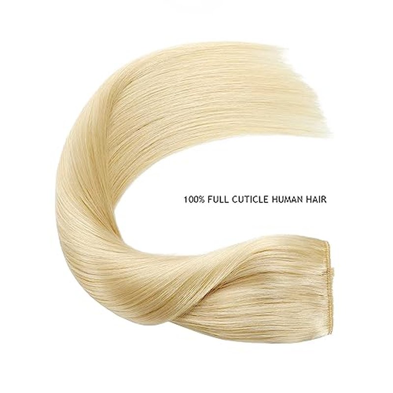 YILITE Human Hair Extensions Wire Hair,20 Inch 110g #60 Platinum Blonde Wire Hair Extensions Human Hair,Remy Human Hair Extensions with Invisible Fishing Line (20inch #60 110g)