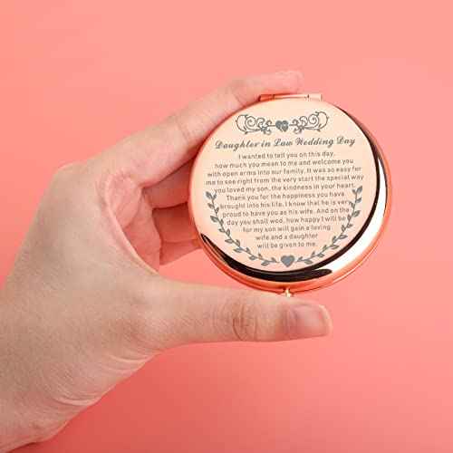 UJIMS Daughter in Law On Your Wedding Day Compact Mirror Marriage Gift for Bride Wedding Gift from Mother in Law (DaughterinLawWeddingMirror)
