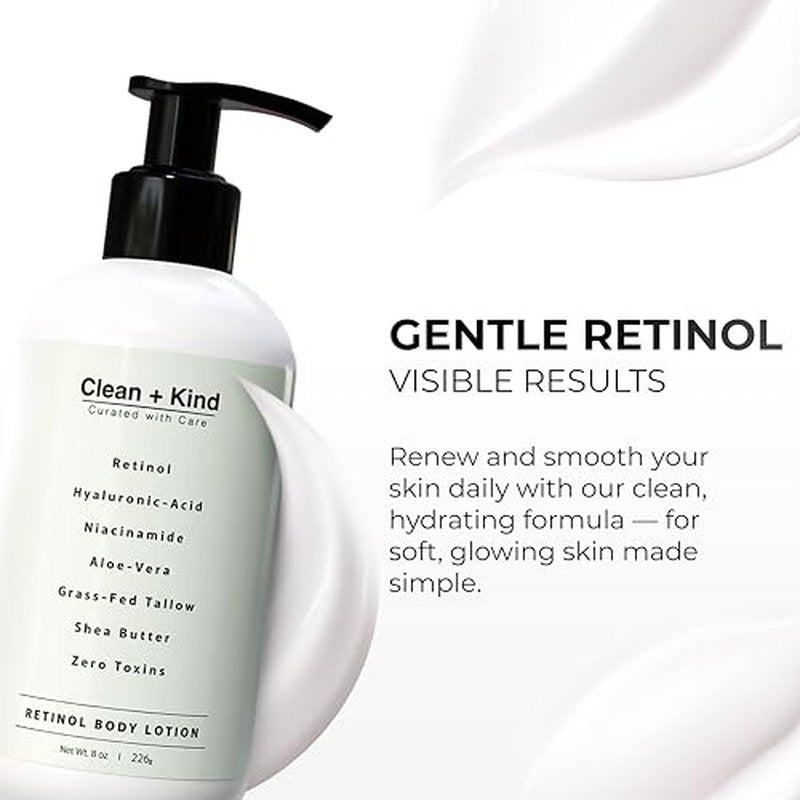 Firming Retinol Body Lotion for Wrinkles & Crepey Skin ? Anti-Aging Moisturizer with Hyaluronic Acid, Niacinamide, Aloe Vera, Shea Butter & Grass-Fed Tallow Skincare