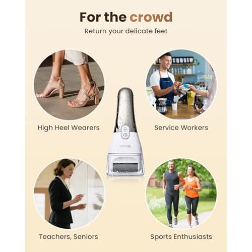 Electric Callus Remover for Feet - 2-Speed Rechargeable Pedicure Kit with 3 Rollers, IPX4 Waterproof Foot Scrubber & Digital Display | Professional Dead Skin & Callus Remover for Women/Men