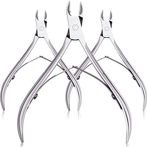 Mudder 3 Packs Cuticle Nippers Cutter Tool Stainless Steel Nail Cuticle Trimmer Remover with Pointed Blade Scissors Pedicure Manicure Tool for Fingernails Nails Care and Toenails(Silver)