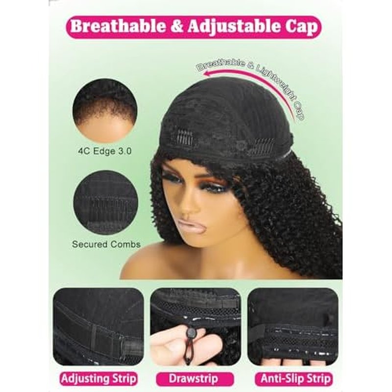 Water Wave Half Wig Human Hair 3 In 1 Adjustable Drawstring 18 Inch Curly Half Wig Seamless Flip Over Blend Edges Invisible Hairline Glueless Wigs Wear Go Beginner Friendly Curly Half Wigs for Women