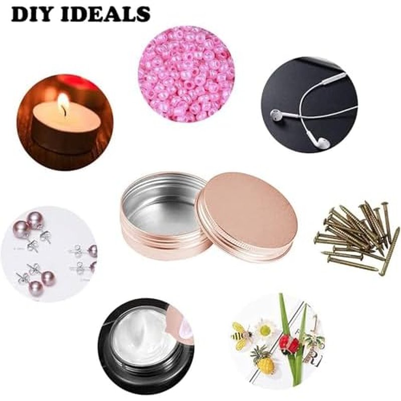 1 Ounce Aluminum Tin Jar with Screw Cap 30mL Tin Cans Refillable Containers for Cosmetic, Lip Balm, Cream, Lotion, Balms, Spices, Salve, Rose Gold 80 Pcs