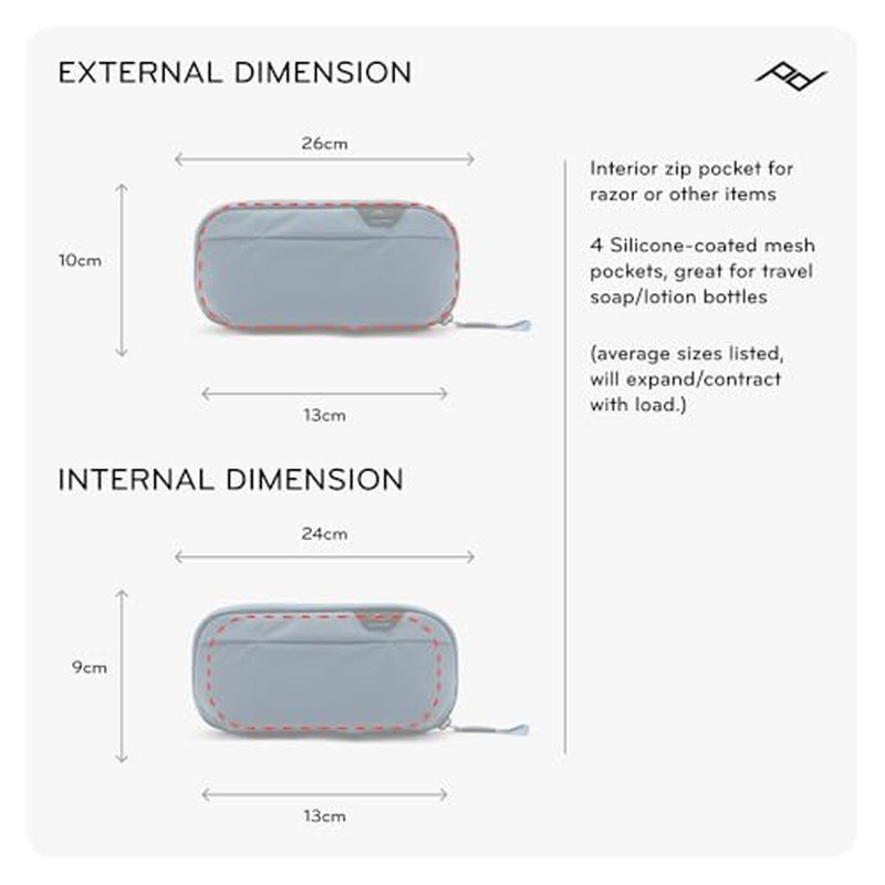 Peak Design Small Wash Pouch, Coyote, Ocean Edition, Travel Toiletry Bag, Upright or Hanging Dopp Kit with Pockets, Magnetic Toothbrush Pocket, Wide UltraZip Opening, Toiletry Bag for Men and Women