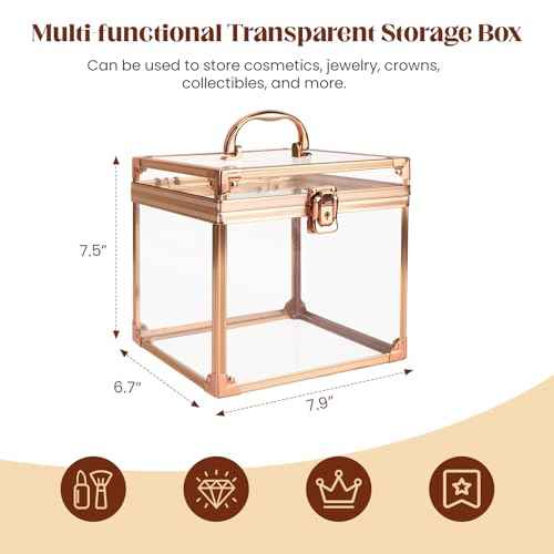 Crown Box, Clear Makeup Case,Cosmetic Organizer, Large Capacity Transparent Acrylic Artists Display Case for Vanity,Bathroom Counter or Dresser