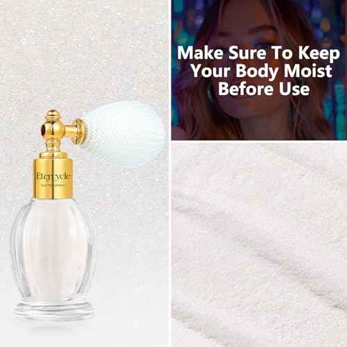 Etercycle Glitter Makeup Spray, White Fine Glitter Spray for Hair and Body, Extra Fine Face Glitter Makeup Sparkly Gifts for Clothes Nail Art Craft Design Easter Christmas Halloween Crafts