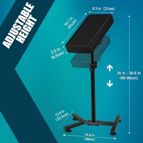 POARMEEY Tattoo Arm Rest Stand, Tattoo Armrest Adjustable Height with Thickened Black Leather Cushion, Portable Arm Rest for Studio