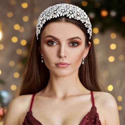 Jaciya Rhinestone Headband Bling Sparkly Crystal Diamond Headband Pearl Hairband Fashion Padded Head Band for Girls Women Hair Accessories