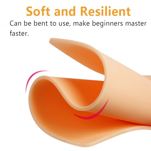 3MM Tattoo Fake Skin Grip Tape Wrap - Tattoo Skin Practice Kit 4Pcs 7.4" x 5.6" Silicone Tattoo Practice Skins and 12Pcs Tattoo Machine Wrap Tattoo Supplies and Equipment