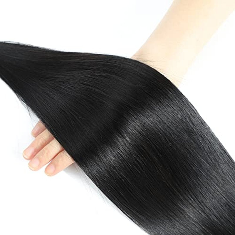 Straight Bundles Human Hair 24 26 28 Inch 3 Bundles 100% Unprocessed Brazilian Virgin Human Hair Straight Weave Bundles Natural Color