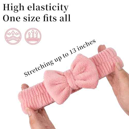 Ayesha Spa Headband and Wristband Set for Skincare Washing Face,Makeup Headband Wrist Cuffs for Preppy Skincare Women Girl (Pink set)