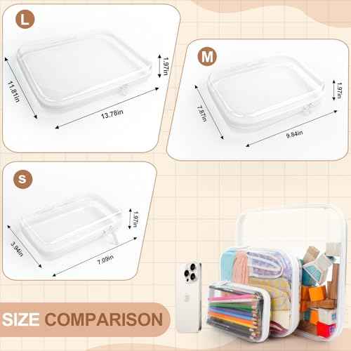3pcs Clear Hard Shell Zipper Case, Transparent Hard Plastic Zipper Pouches, Portable Travel Organizer, Clear Toiletry Bag, Craft and Arts Organizer, Toy Storage Bins, Stackable Hard Side Plastic Case