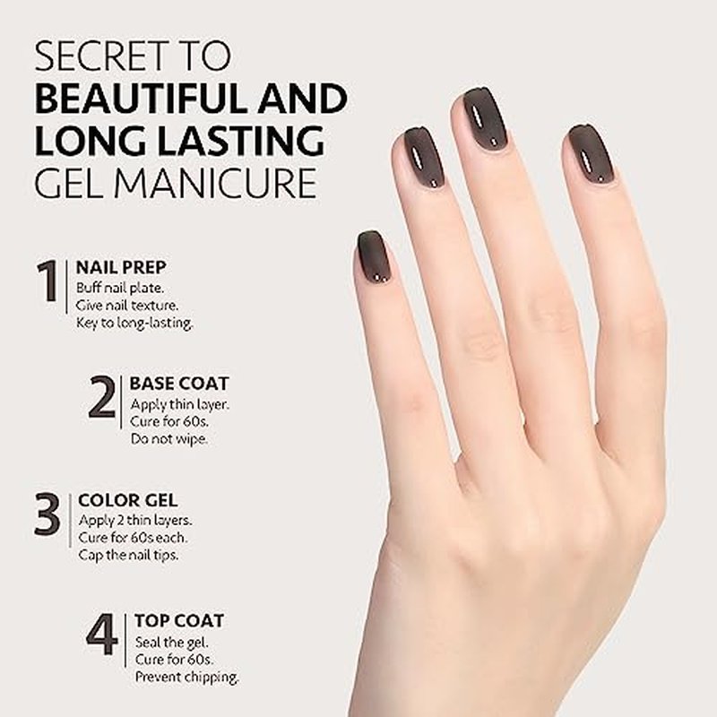 GAOY Jelly Nude Black Gel Nail Polish, 16ml Sheer Neutral Translucent Soak Off Gel Polish, UV Light Cure for Nail Art DIY, 1724 Smoked Glass