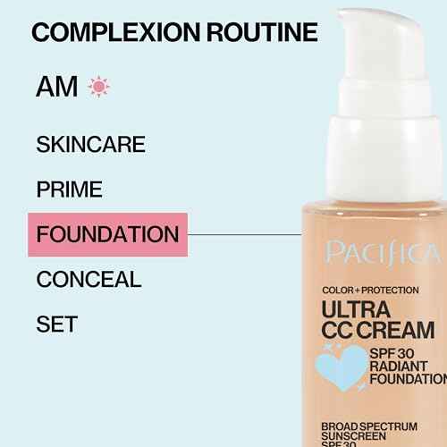 Pacifica Ultra CC Cream Radiant Foundation SPF 17 -Neutral Fair – Medium Coverage Color Correcting Cream, Dewy Finish, Mineral SPF, 1 oz