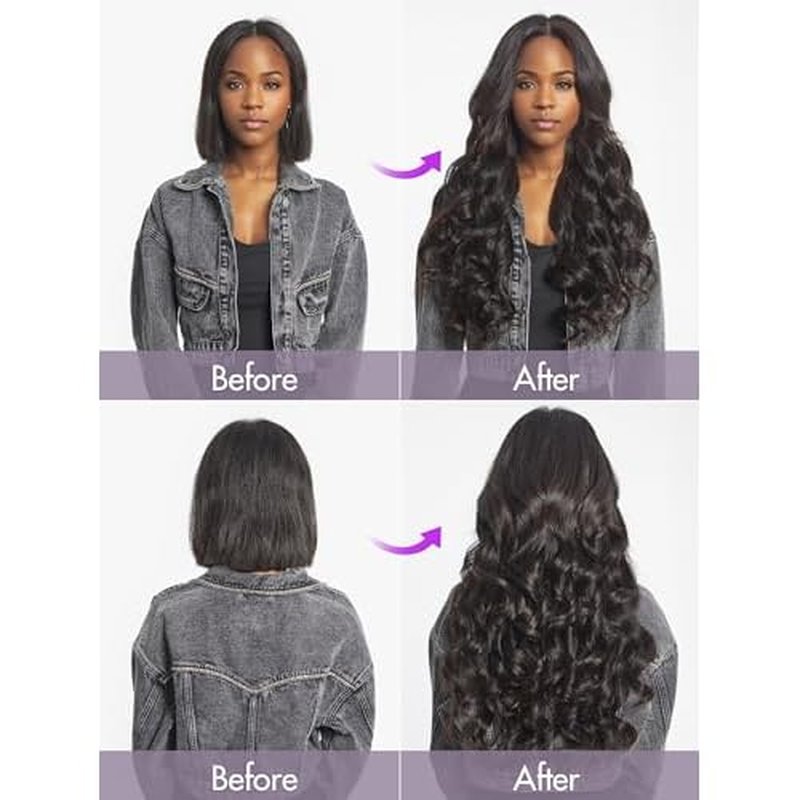LUVME HAIR Human Hair Extensions Fullness with 1 Pack, 135g 9pcs Body Wave Natural Black Clip in Hair Extensions 100% Real Soft Human Hair Black Hair 16 Inch
