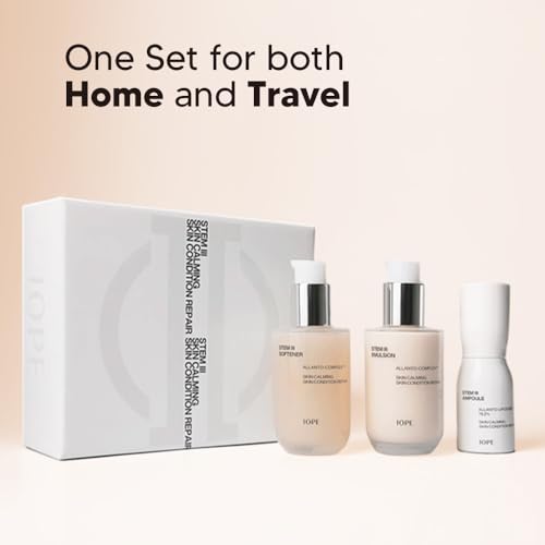 IOPE STEM III Skin Care Gift Set, Anti-Aging Korean Skincare with Hyaluronic Acid ? Face Toner, Lotion & Serum for Hydration and Moisture Barrier Support, Daily Use Set, Holiday Gift
