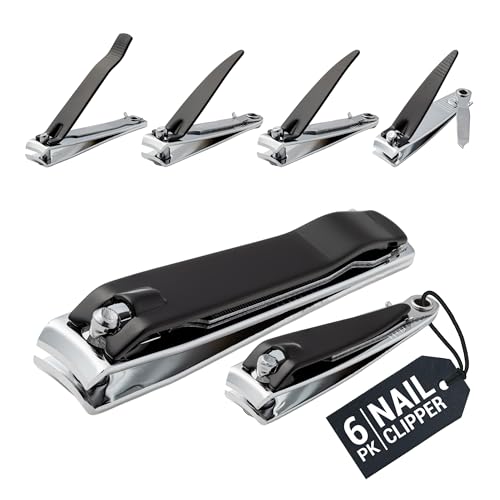 Nail Clippers Set 6 -Pack - Includes Toenail Clippers, Fingernail Clippers, and Finger Nail Clippers for Adults ? Mens Stocking Stuffers for Men and Women, Toe Nail and Fingernail Clipper Kit