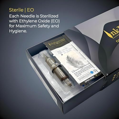 Optimum Tattoo Cartridge - Inkprecision 1RL Round Liner Needles for Permanent Makeup & Tattooing, 0.25mm Long Taper, Disposable Needle Cartridges for Rotary Pen Tattoo Gun Supplies, 20 Cnts (0801RL)