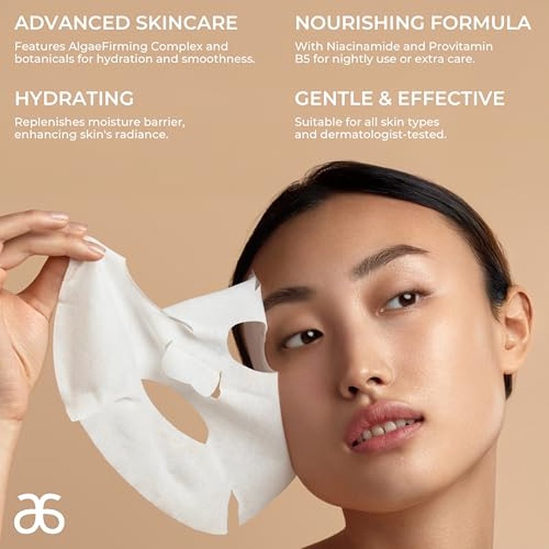 Arbonne Radiance Face Sheet Mask - Sheet Face Mask with Niacinamide for Dry and Dull Skin, Enhance Brightness, Tone, Smooth and Hydrate Skin - 10 Pack