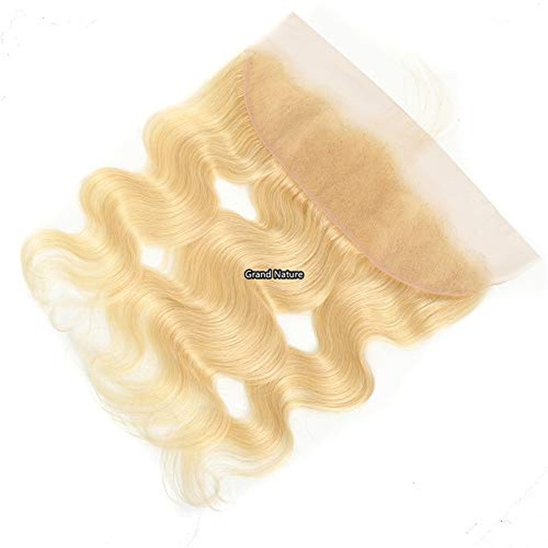Grand Nature 613 Blonde Lace Frontal Wavy Hair Extension, 14 inches, Sew-In Installation