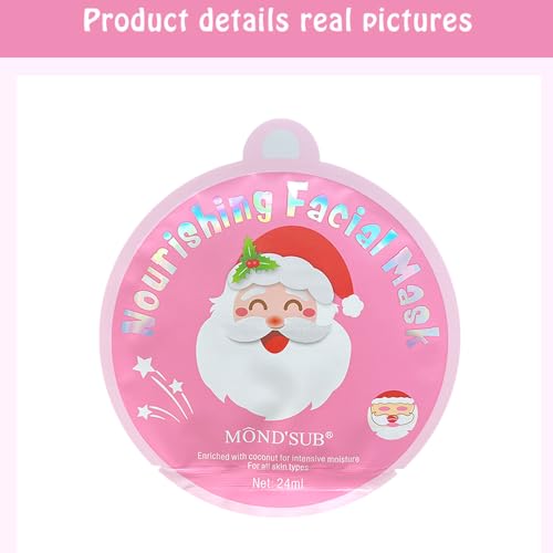 Christmas Facial Masks 8-Pack - Santa Claus Mask Hydrating, Smoothing, and Refreshing Skin-Clearing Face Sheet Masks - Skincare Set for Moisturizing and Soothing Beauty