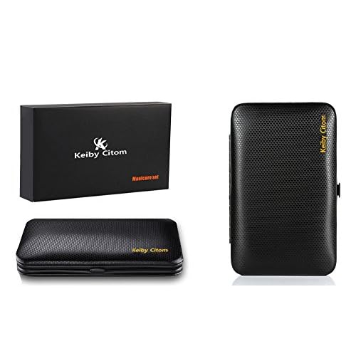 Professional Stainless Steel Nail Clipper Travel & Grooming Kit Nail Tools Manicure & Pedicure Set of 15pcs with Luxurious Case (Black/Yellow)