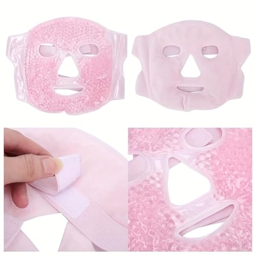 CALIDAKA Gel Beads Face Cover Ice Mask Pack Cold Face Eye Mask Ice Pack Reduce Face Puff Gel Beads Hot Heat Cold Compress Pack Face SPA for Woman Sleeping, Pressure, Headaches(COLOR:Pink)