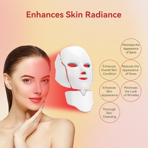 LED Face Mask Light Therapy, 7 Colors for Skin Vitality, Home Beauty Device - Light Therapy for Face