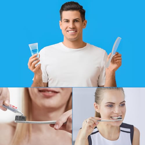 48 Sets Basic Toiletry Kits Homeless Care Package Supplies Personal Hygiene Kits Bulk Include Disposable Toothbrush Toothpaste 30 Ml Shampoo Comb Bath Soap for Women Men Travel Charity Hotel