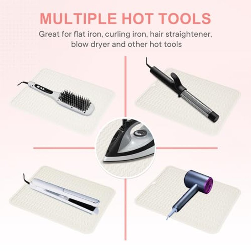 Oversize Silicone Heat Resistant Mat, Portable Travel Mat Cover for Curling Irons, Flat Irons, Hair Straightener and Hot Hair Styling Tools(14.2" x 11")