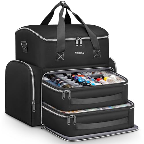 YOREPEK Tattoo Travel Case, Waterproof Tattoo Bag with 2 Removable Organizer Pouches, Adjustable Dividers, Tattoo Carrying Case for Equipment, Supplies, Stencil Printer, Artist Gifts