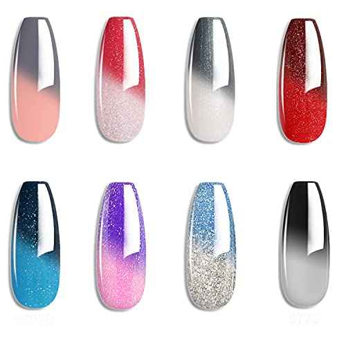 Gel Nail Polish Set,Color Changing Gel Nail Polish Set,Mood Changing Gel Nail Polish Set,Shellc Uv Gel Nail Polish,Temperature Change Gel Polish Set,Soak Off Uv Led Nail Polish Salon Art 004