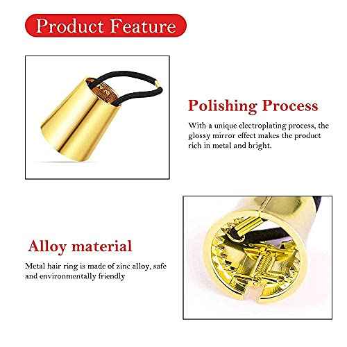 Ponytail Cuff Gold for Women Girls Metal Circle Elastic Hair Ties Rubber Bands Holder Fashion Hair Accessories Ladies Hair Rings Xmas Birthday Valentines Present Set 3 Styles