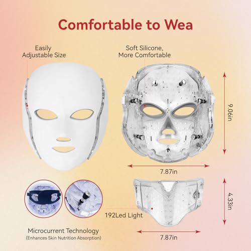 LED Face Mask Light Therapy, 7 Colors for Skin Vitality, Home Beauty Device - Light Therapy for Face
