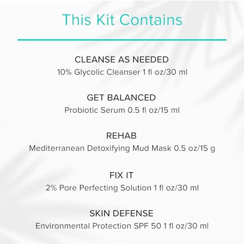 ClarityRx Clear Today Gone Tomorrow Skincare Kit, 5-Piece Plant-Based Set for Acne-Prone Skin