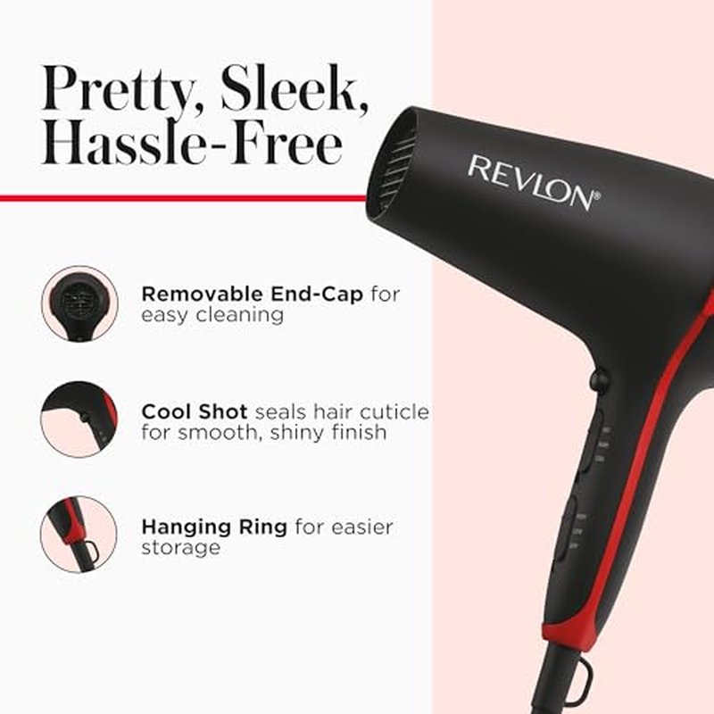 REVLON SmoothStay Coconut Oil Infused Hair Dryer with Diffuser & Concentrator - Ionic Ceramic Blow Dryer for Frizz Control, Shine, Smoothness & Volume, 1875W Lightweight Salon-Quality