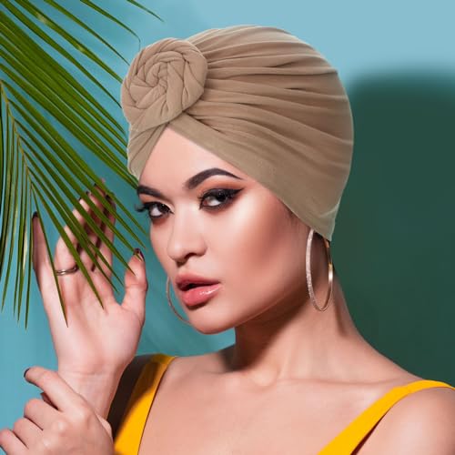 SATINIOR 4 Pieces African Headwrap Turban for Black Women Hair Bonnet Hair Wrap Head Scarf Headwrap Hat