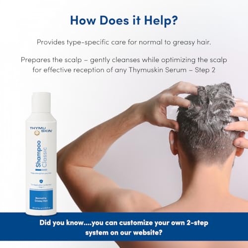THYMUSKIN Classic - Hair Care Peptides Shampoo (Step #1) for Hair Growth Due to Hair Loss - for Normal to Oily & Greasy Hair and Scalp Condition