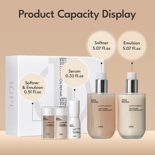 IOPE STEM III Skin Care Gift Set, Anti-Aging Korean Skincare with Hyaluronic Acid ? Face Toner, Lotion & Serum for Hydration and Moisture Barrier Support, Daily Use Set, Holiday Gift