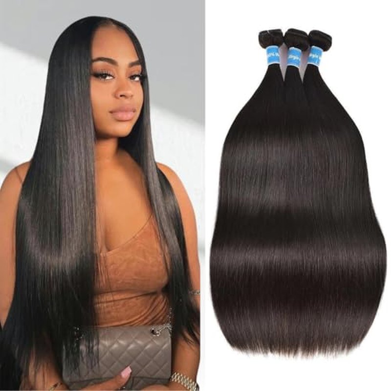 10A Straight Hair Bundles Brazilian 22 24 26 Inch 100% Unprocessed Virgin Hair Straight Weave Bundles Human Hair 3 Bundles Deals for Woman