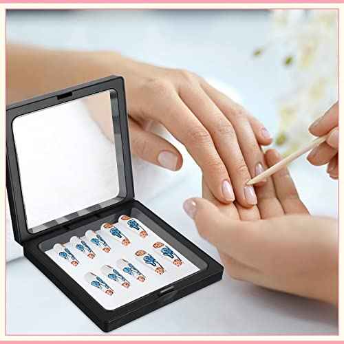 meekoo 30 Pcs Press on Nail Packaging Box with 90 Pcs Adhesive Double Sided Tape Artificial Nail Display Case Storage Container Box Acrylic Packaging Organizer for Art Home Salon(Black)