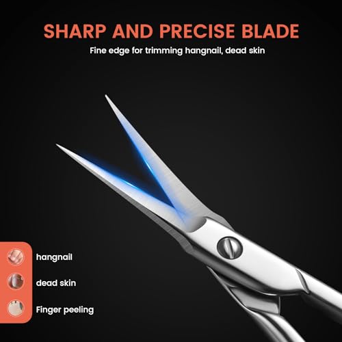 BEZOX Curved Cuticle Scissors - Precision Manicure Scissor Nail Cuticle Trimmer, Professional Stainless Steel Nail Scissors for Cuticle Care, Cuticle Cutter Small Scissors for Women - Silver